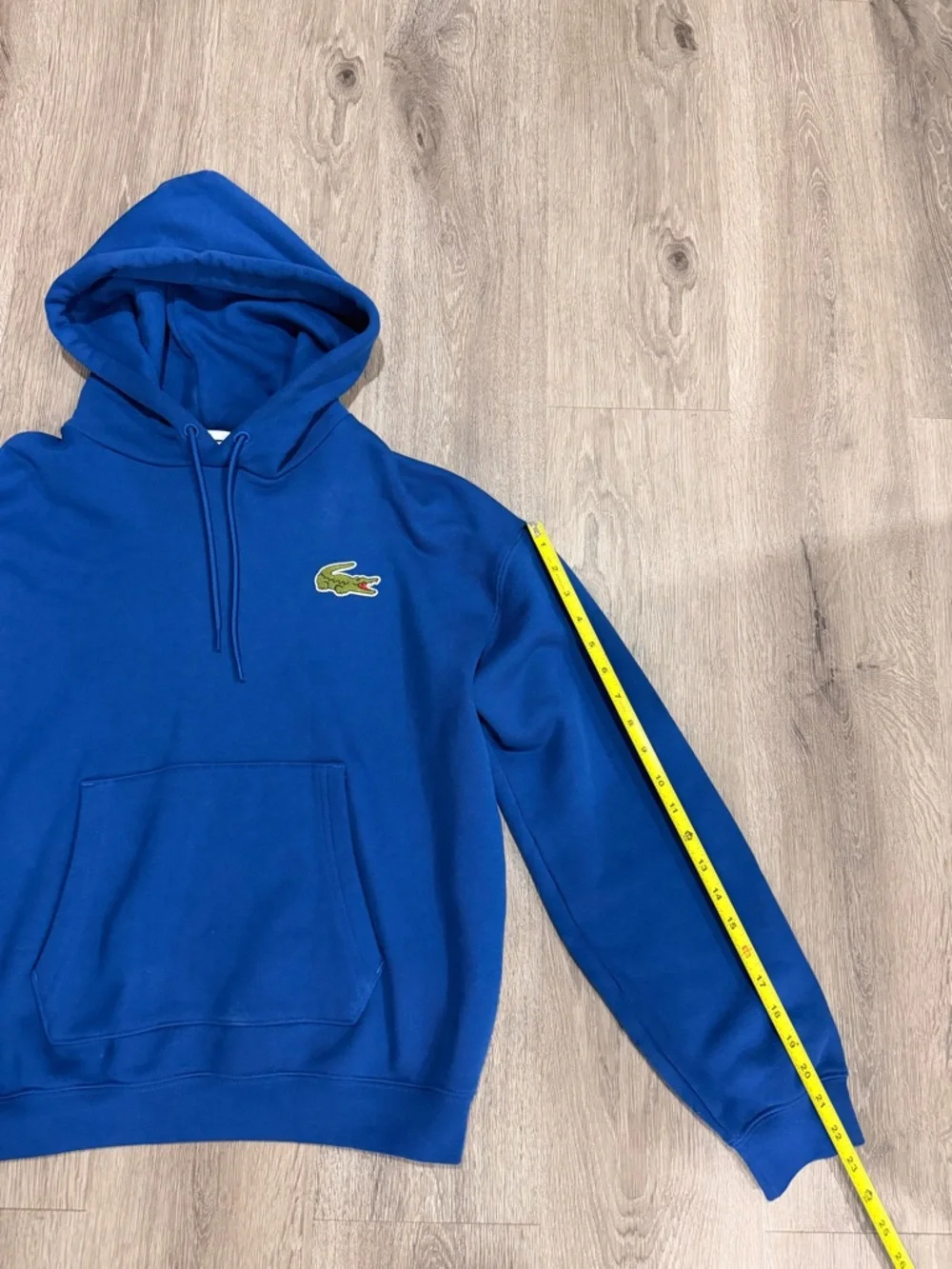 Lacoste Blue Hoodie Sweatshirt with Green Crocodile Logo